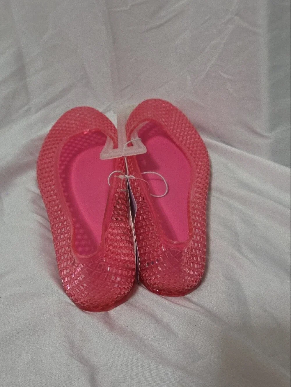 Pink Jelly Shoes Woven Flats, Size 11, Memory Foam Insoles, New w/Tags Attached